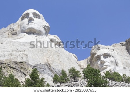 Mount Rushmore different angle looking up - shows carving tailings

