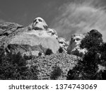 Mount Rushmore (mid range, black and white)   