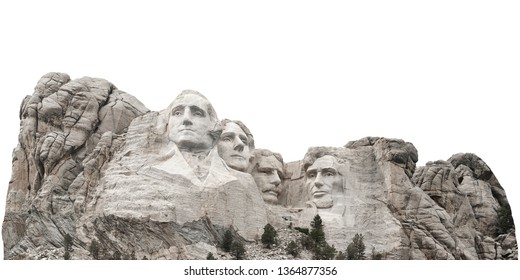 Mount Rushmore National Memorial in South Dakota (USA) isolated on white background