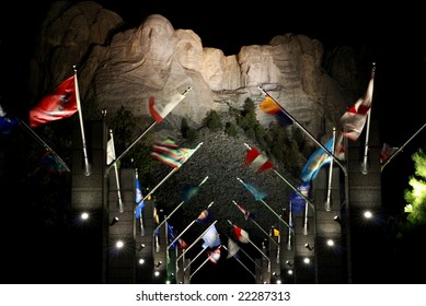 Mount Rushmore At Night