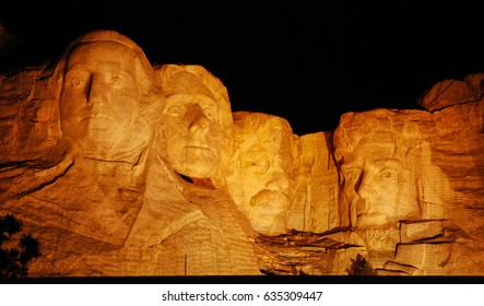 Mount Rushmore At Night