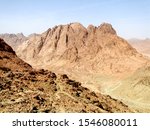 Mount Sinai, known as Mount Horeb or Gabal Musa, a mountain on the Sinai Peninsula in Egypt. Here is a possible location of the biblical Mount Sinai, considered a holy site by the Abrahamic religions.