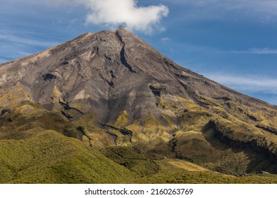 Mount Taranaki, New Zealand, As Seen From ,Maunganui Ski Field Carpark. Mid Summer, Bare Of Snow.