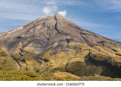 Mount Taranaki, New Zealand, As Seen From ,Maunganui Ski Field Carpark. Mid Summer, Bare Of Snow.