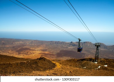 Mount Teide Cable Car Going Up To Volcano