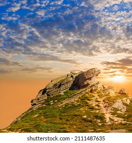 mount top at the sunset, dramatic natural scene