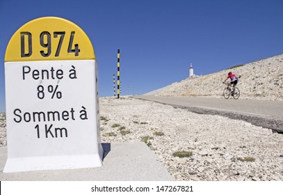 Mount Ventoux, Cycling To The Summit. Provence. France.