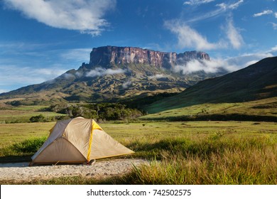 MOUNT KUKENÁN  - View Of The First Camp On The Ascent Of Mount Roraima, With Kukenán Tepui In The Background