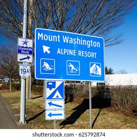 Mount Washington Alpine Resort Street Sign In Courtenay, Vancouver Island, BC. Canada