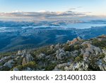 Mount Wellington (Kunanyi) Summit Autumn Sunset, Hobart, Tasmania, Australia
