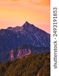 Mount Yari in the Northern Alps at sunrise in Japan