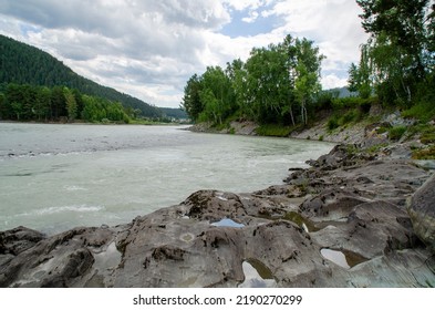 Mountain Altai In Summer, Katun River