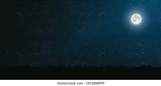 Mountain. Backgrounds Night Sky With Stars And Moon And Clouds.