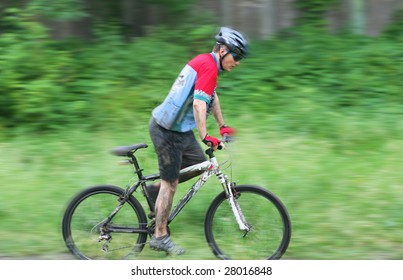 Mountain Bike Racer. Motion Blur