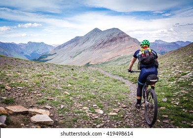 Mountain Biker On The Colorado Trail Near Silverton, CO.