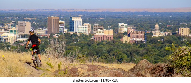 Mountain Biking On Table Rock In Downtown Boise, Idaho