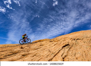 Mountain Biking Slickrock Trail In Moab, Utah