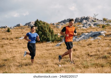 Mountain Bliss: Capturing the Joy of Morning Trail Running - Powered by Shutterstock