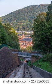 Mountain Cable Car Leading To Königstuhl Hill In Heidelberg, Germany