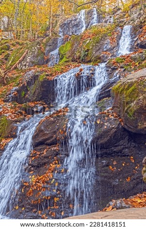 Mountain Cascade in the Autumn on Dark Hollow Falls in Shenandoah National Park in Virginia