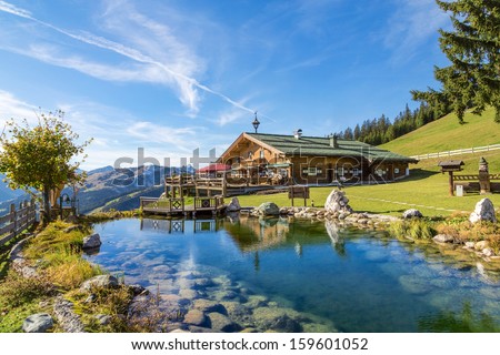 Mountain chalet with swimming pond