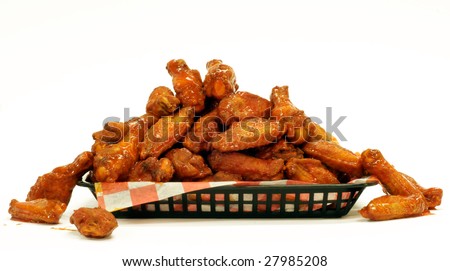 A mountain of Chicken Wings on a tray.