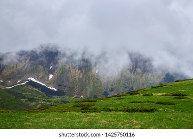 The mountain in the cloud and fog
