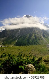 Mountain in clouds