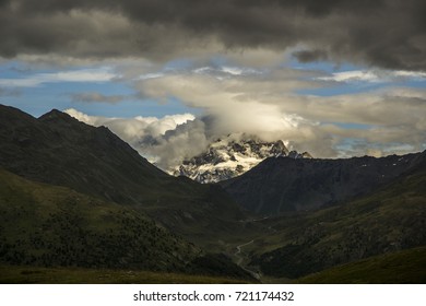 mountain in clouds