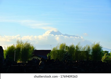 Mountain with Clouds and Trees.