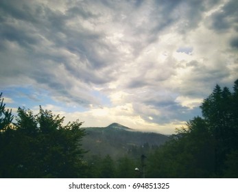 Mountain and cloudy sky 