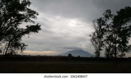 Mountain covered in cloud