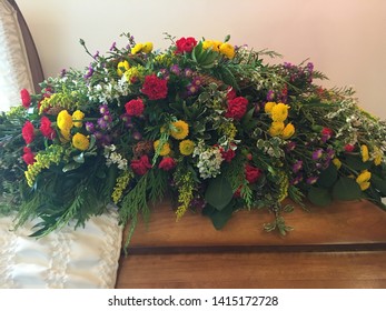 Mountain Flower Spray On Casket