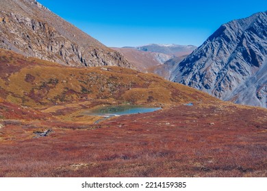 Mountain Glacier Lake. Picturesque Hidden Location In The Mountains. Outdoors Style Vacation. Adventure Travel In The Wildlife, No People. Mountain Valley Landscape Stock Photo