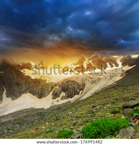 Similar – Foto Bild Panoramic mountain view from Brienzer Rothorn at Sunset