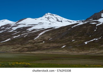 mountain in hedinsfjordur in North Iceland 