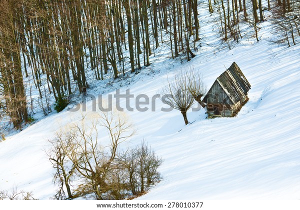 Mountain House Log Cabin Snowy Mountains Stock Photo Edit Now