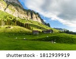 Mountain huts and pastures, Schwaegalp, Canton Appenzell Ausserrhoden, Switzerland 