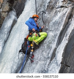 Mountain Ice Wall Climbing