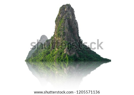 Mountain, island or hills isolated on white with clipping path.