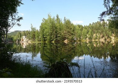 Mountain lake in the stone town of Adršpach in the Czech Republic