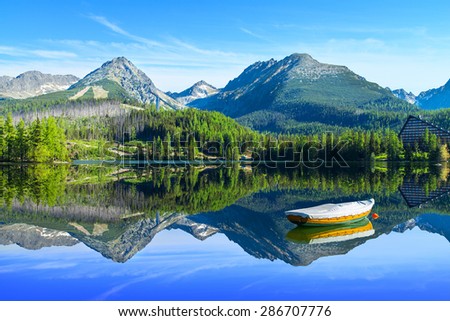 Mountain lake Strbske pleso in National Park High Tatra, Slovakia, Europe