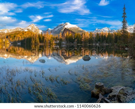 Panorama of Mount Rundle mountain peak with blue sky