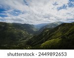 Mountain landscape in the Carpathian Tatra Mountains in the Polish National Park. Wide angle lens photo. 