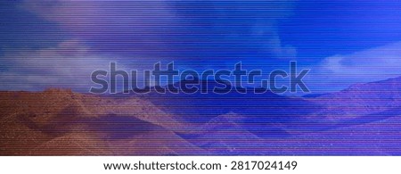 Mountain landscape digital background displaying old screen scanlines and a vaporwave aesthetic