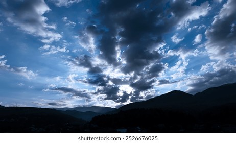 Mountain landscape with dramatic clouds