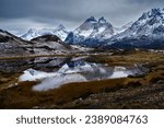 Mountain landscape environment, Torres del Paine National Park, Patagonia, Chile.