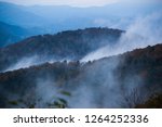 Mountain landscape with low clouods or morning fog