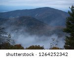 Mountain landscape with low clouods or morning fog