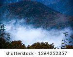 Mountain landscape with low clouods or morning fog